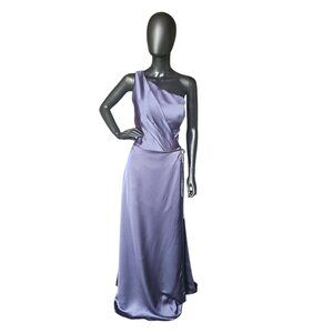 NWOT Dusk (Blue) Silky Satin One Shoulder Full Length Formal Gown - Mori Lee